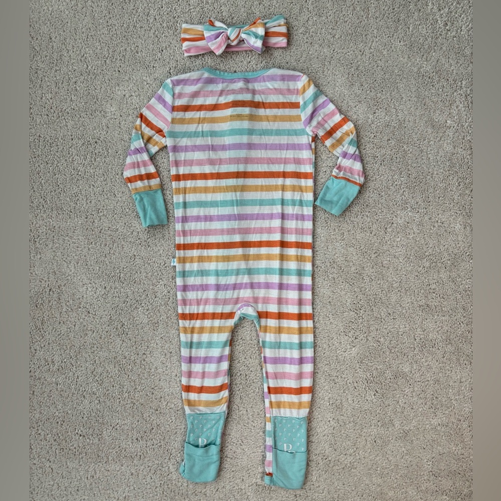 Posh Peanut “Hayden” Convertible One Piece with Matching Bow Headband - Picture 8 of 11